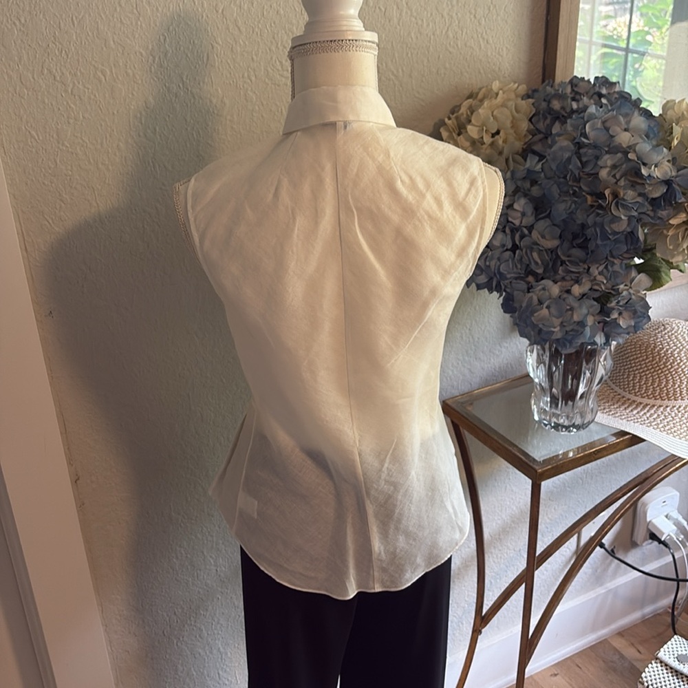 Theory linen button front blouse - Picture 5 of 7